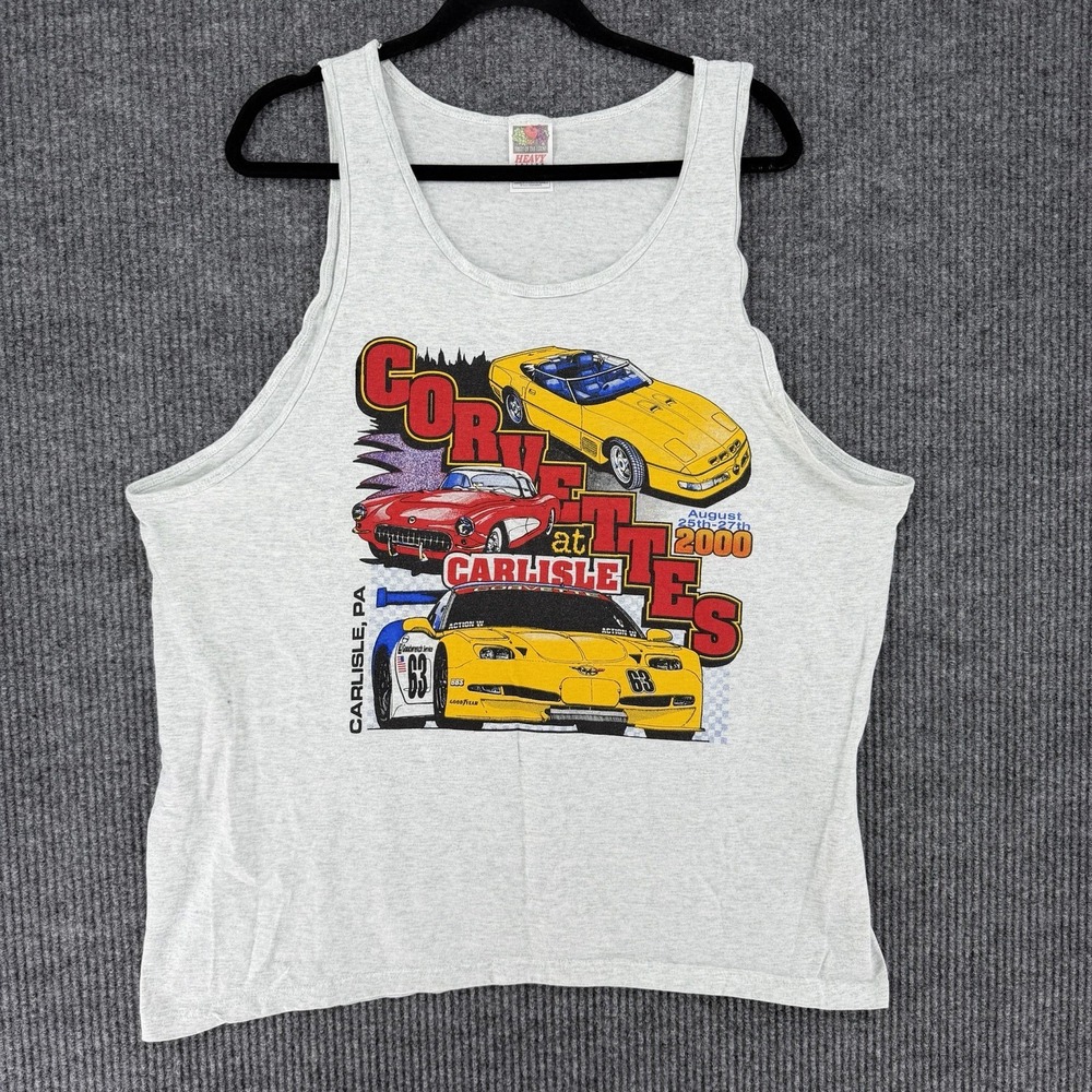 Vintage Y2K Fruit of the Loom Heavy cotton tank top corvette XXL 2000 car AOP